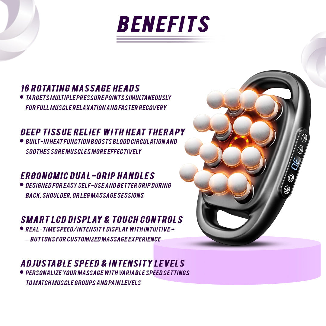 16-Head Muscle Massage Gun Deep Tissue Percussion Massager for Muscle Relaxation & Recovery