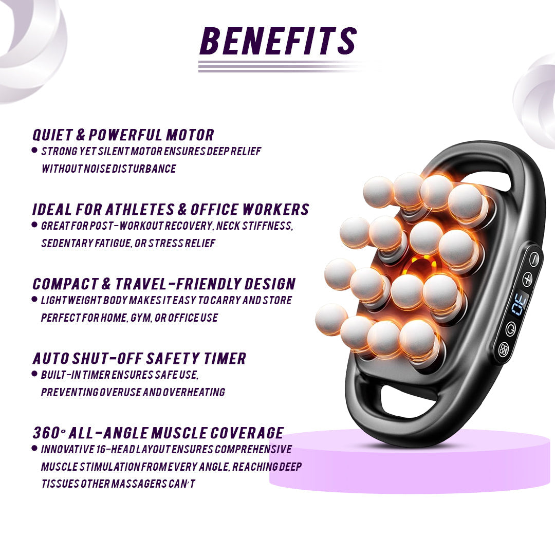 16-Head Muscle Massage Gun Deep Tissue Percussion Massager for Muscle Relaxation & Recovery