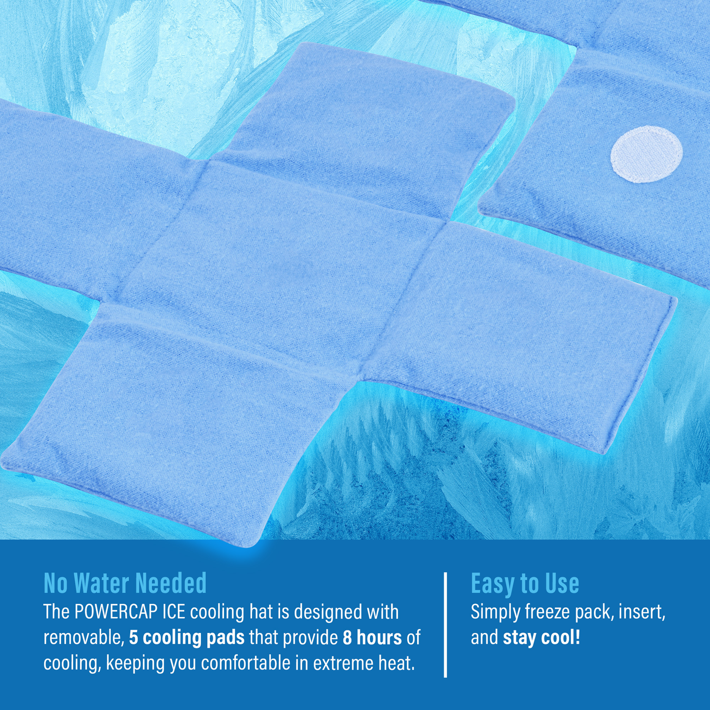 POWERCAP ICE Baseball Hat – Instant Cooling with Reusable Ice Packs UPF 50 Protection