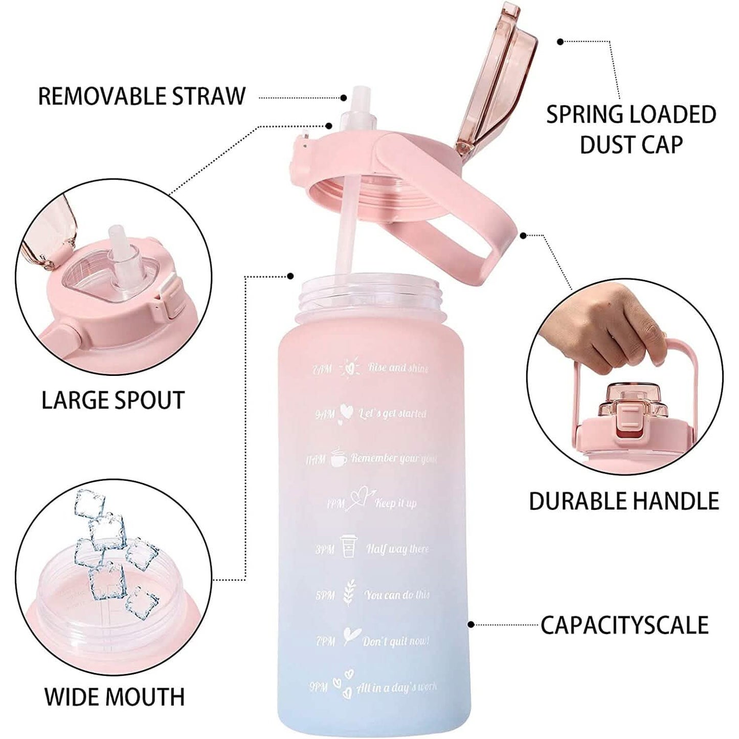 68 Oz Water Bottle with Time Marker