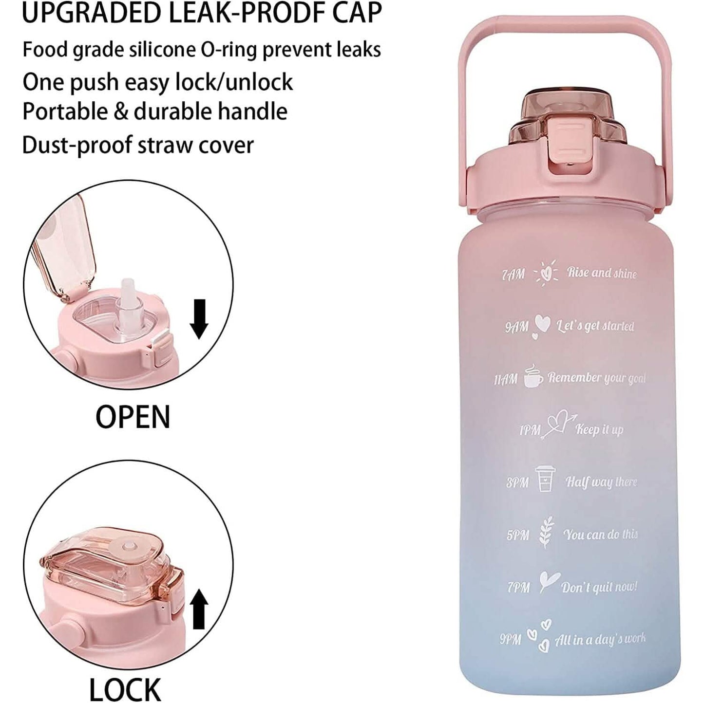 68 Oz Water Bottle with Time Marker