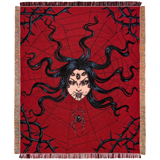 Arachnophobia - Spider Queen Woven Blanket