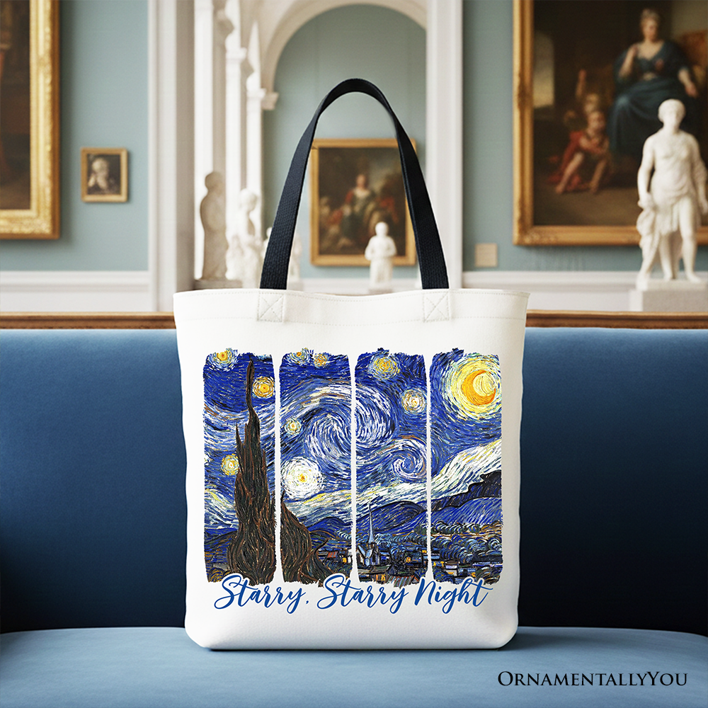 Vincent Van Gogh The Starry Night Canvas Tote Bag, Famous Painting Gift Shopper