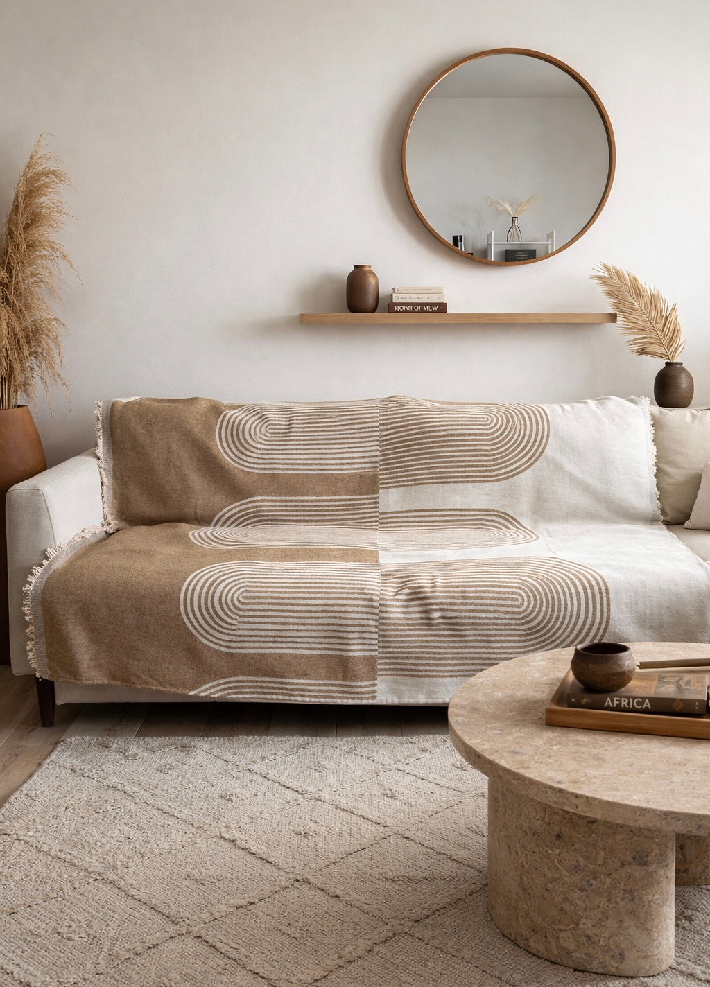 Zulu Throw Blanket – Neutral Textured Modern Throw for Sofa or Bed