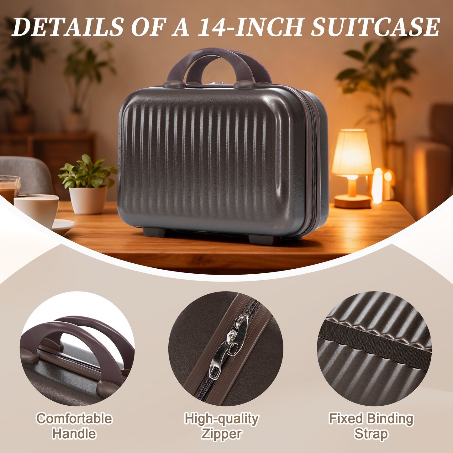 14' & 20' ABS Spinner Wheel Luggage Set with Cosmetic Case
